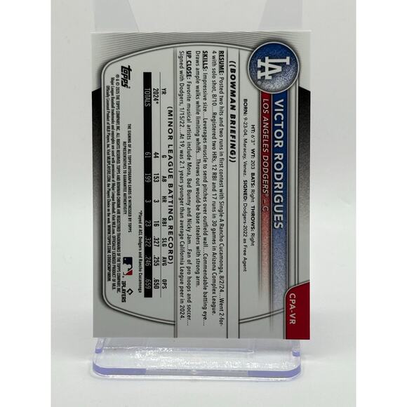 2025 Bowman Victor Rodrigues 1st Mini Diamond Refractor Auto 70/100 SP Dodgers - Picture 2 of 2